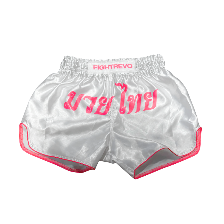 Muay Thai Shorts - White and Pink